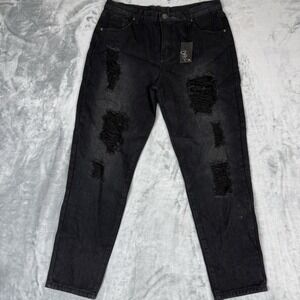 Chiqle Women's black distress mid rise jeans Sz L